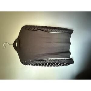 Cache Black Long Sleeve Sweater with Sheer Polka Dot Sleeves XS